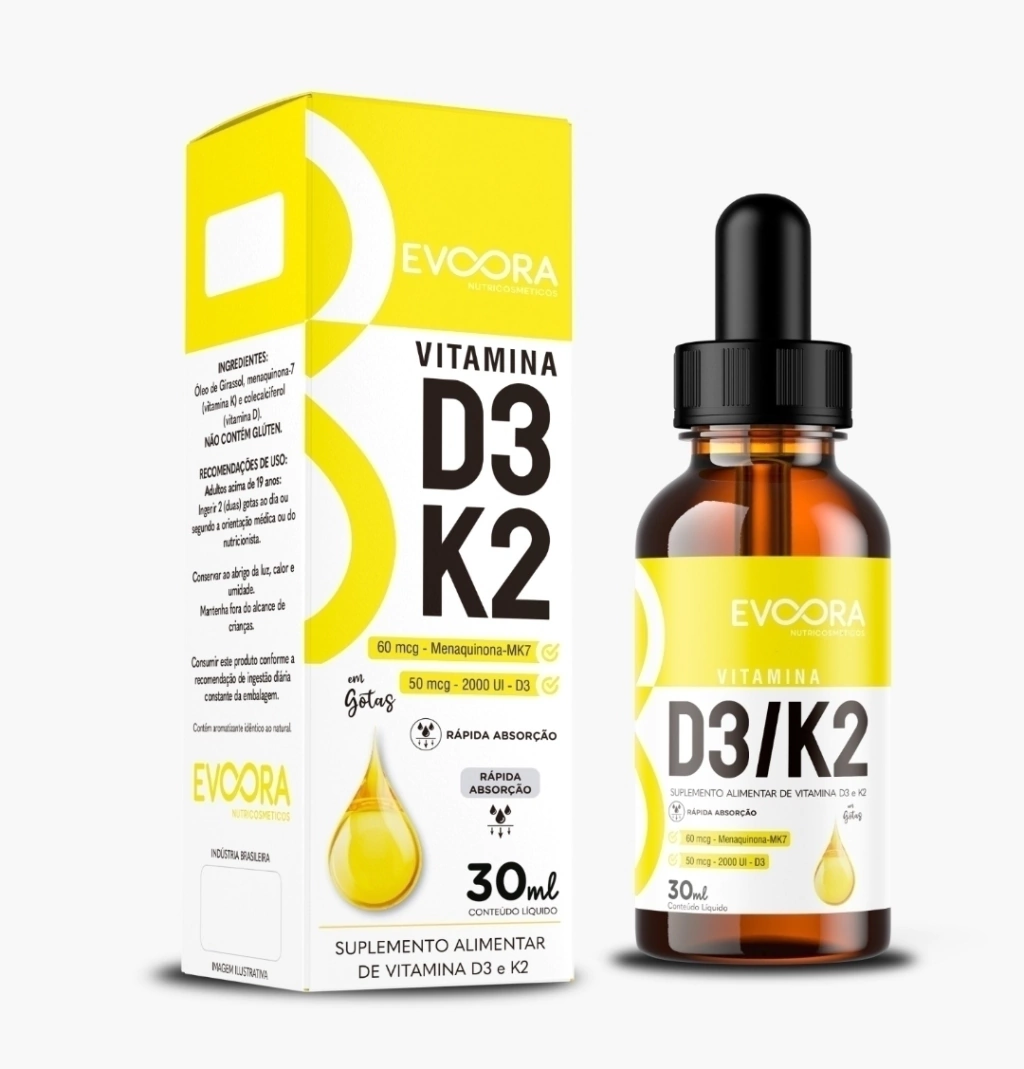 Vitamina D3 + K2 em Gotas para Ossos Fortes e Coração Saudável | Ennergize